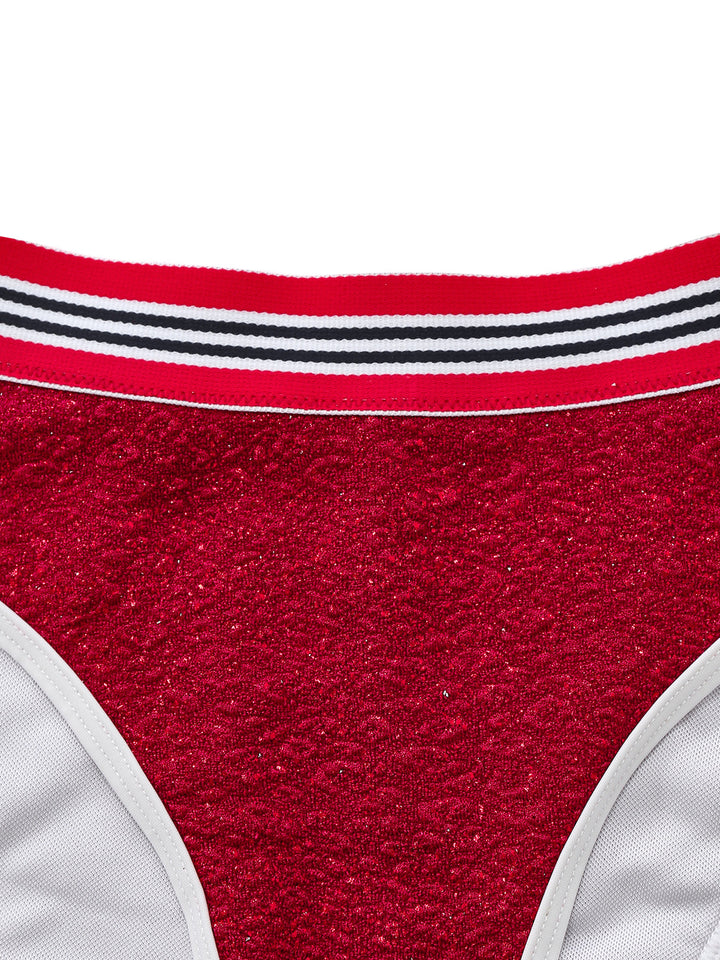 Red Glitter Halter High Waist Bikini Set, vintage swimsuit, swimwear - perfect for women who love vintage and retro fashion