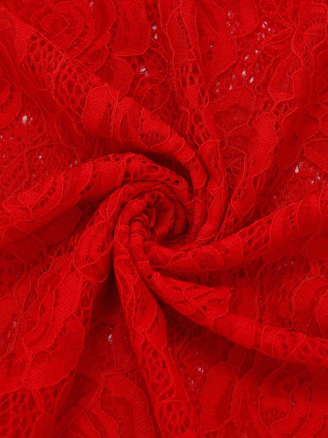 Red 1980s High Neck Sheer Lace Bodycon Maxi Dress - vintage dress, retro fashion, elegant red