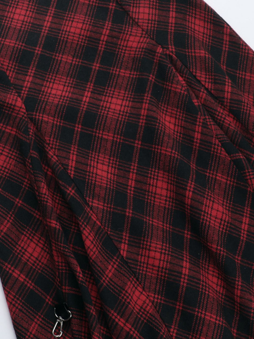 Red 1980s Scottish Plaid High-Low Hem Skirt - vintage skirt, retro style, elegant red