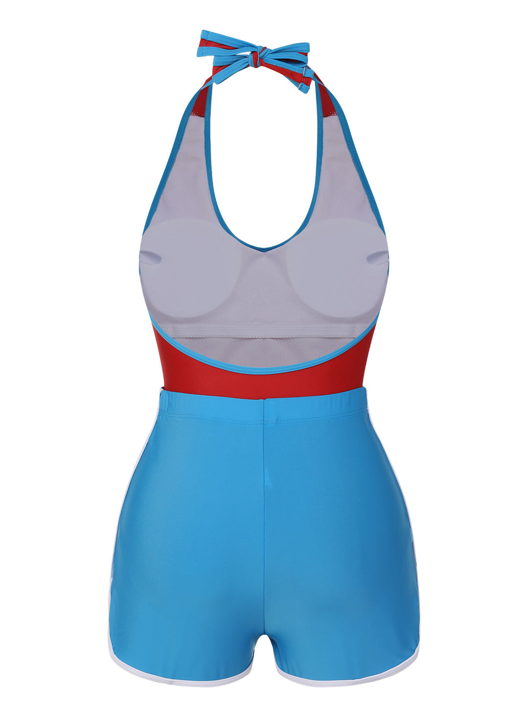 Red &amp; Blue 1930s Solid Patchwork Swimsuit Set, vintage swimsuit, pin-up swimwear - perfect for women who love vintage and retro fashion