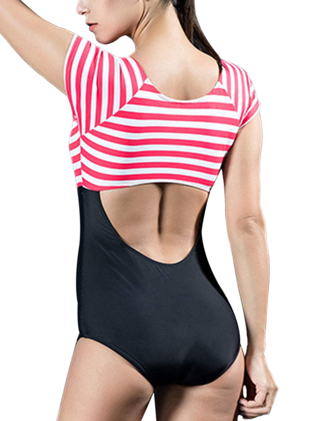 Red &amp; Blue 1940s Stripes Cut-Out One-Piece Swimsuit: timeless style reimagined