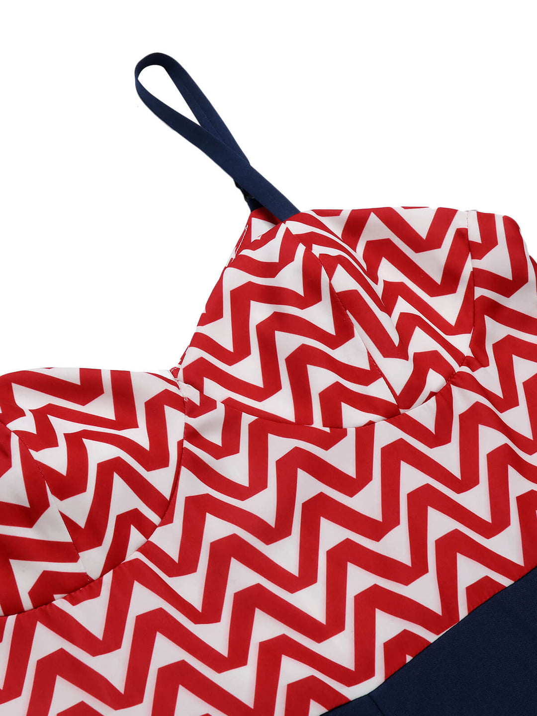 Red &amp; Blue 1950s Chevron Stripe Strap Romper, vintage romper, retro jumpsuit - perfect for women who love vintage and retro fashion