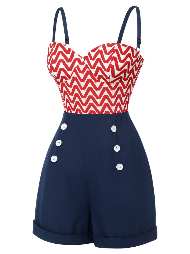 1950s Chevron Stripe Strap Romper | 1950s | vintage romper, retro jumpsuit