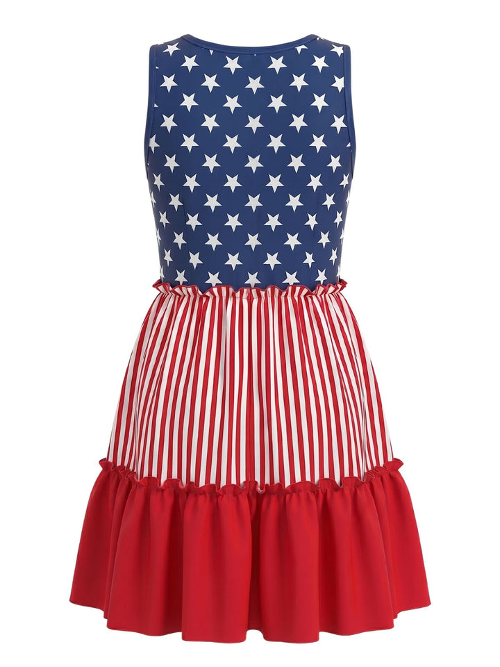 1940s Print Vintage Sleeveless Dress 4