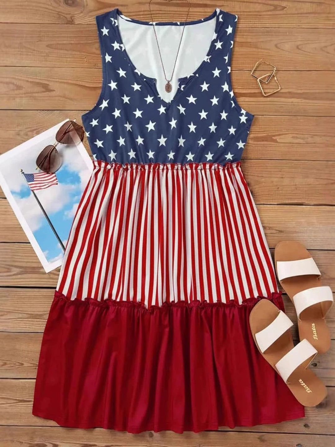 1940s Print Vintage Sleeveless Dress 5
