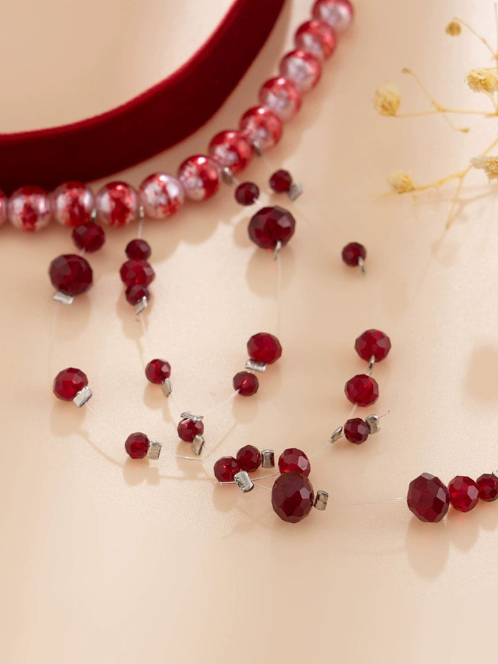 Red Gothic Vampire Velvet Choker Necklace - vintage fashion, retro style, elegant red