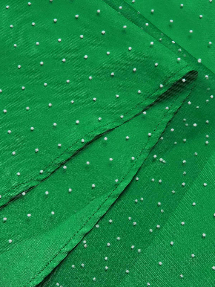 This Red &amp; Green 1950s Christmas Polka Dots Dress wraps her in 1950s elegance, one twirl at a time