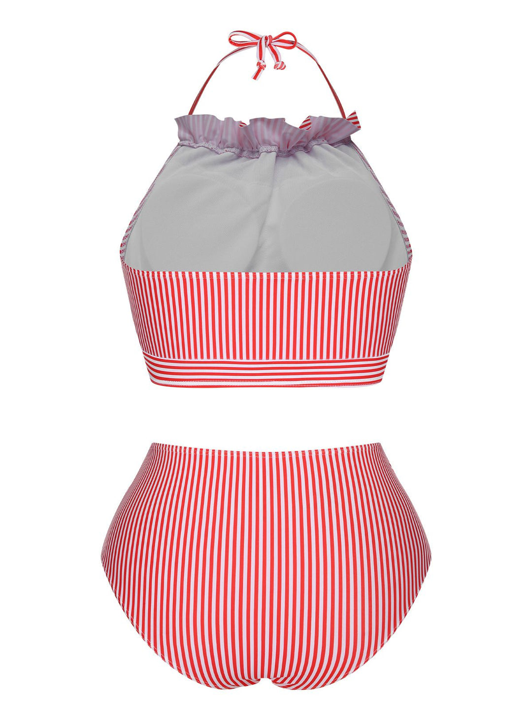 Red &amp; White 1930s Striped Knot Halter Swimsuit, vintage swimsuit, pin-up swimwear - perfect for women who love vintage and retro fashion