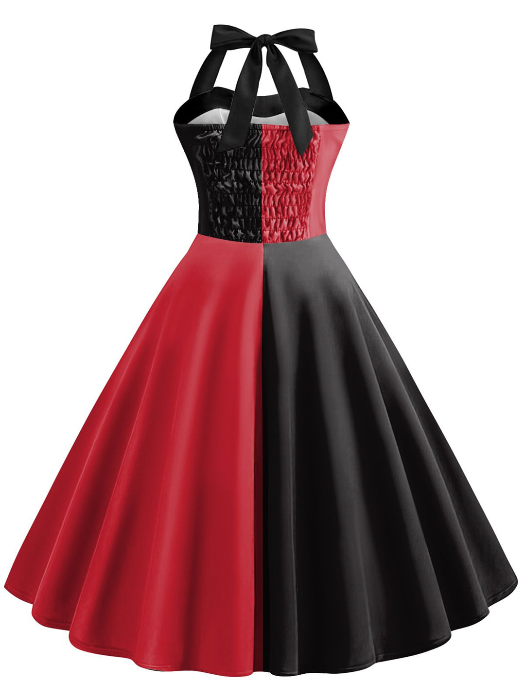 This Red&amp;Black 1950s Solid Halter Dress wraps her in 1950s elegance, one twirl at a time