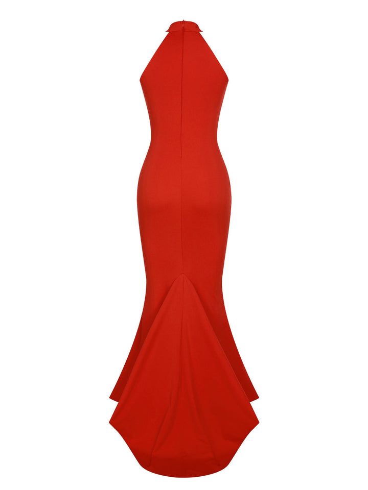 Retro 1930s Solid Halter Mermaid Dress, vintage dress, retro fashion - perfect for women who love vintage and retro fashion