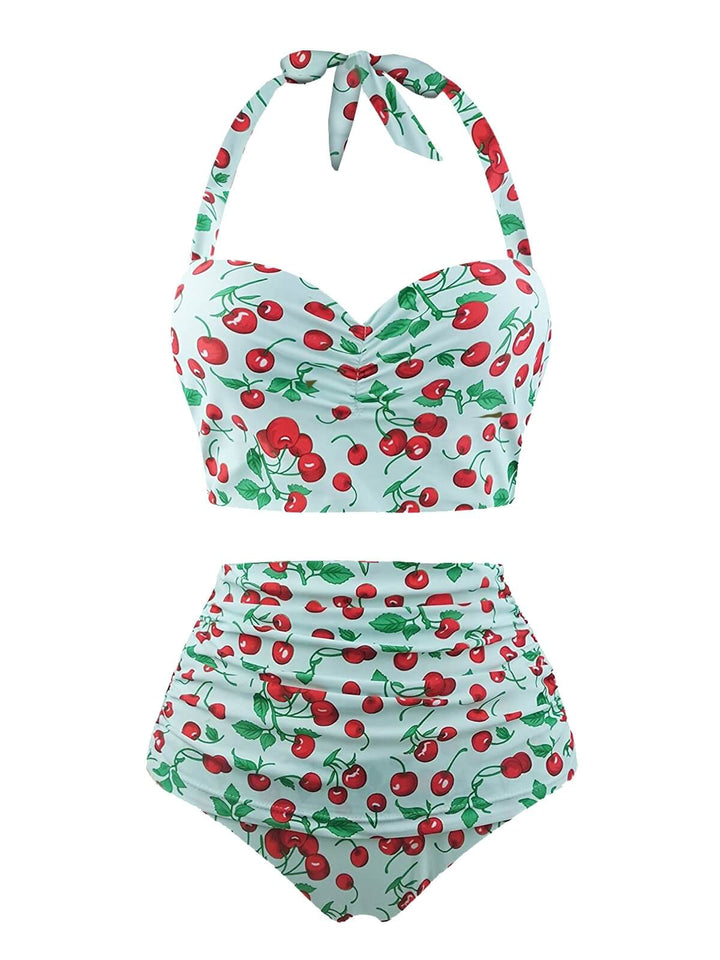 Retro Cherry Summer Halter Swimsuit: timeless style reimagined