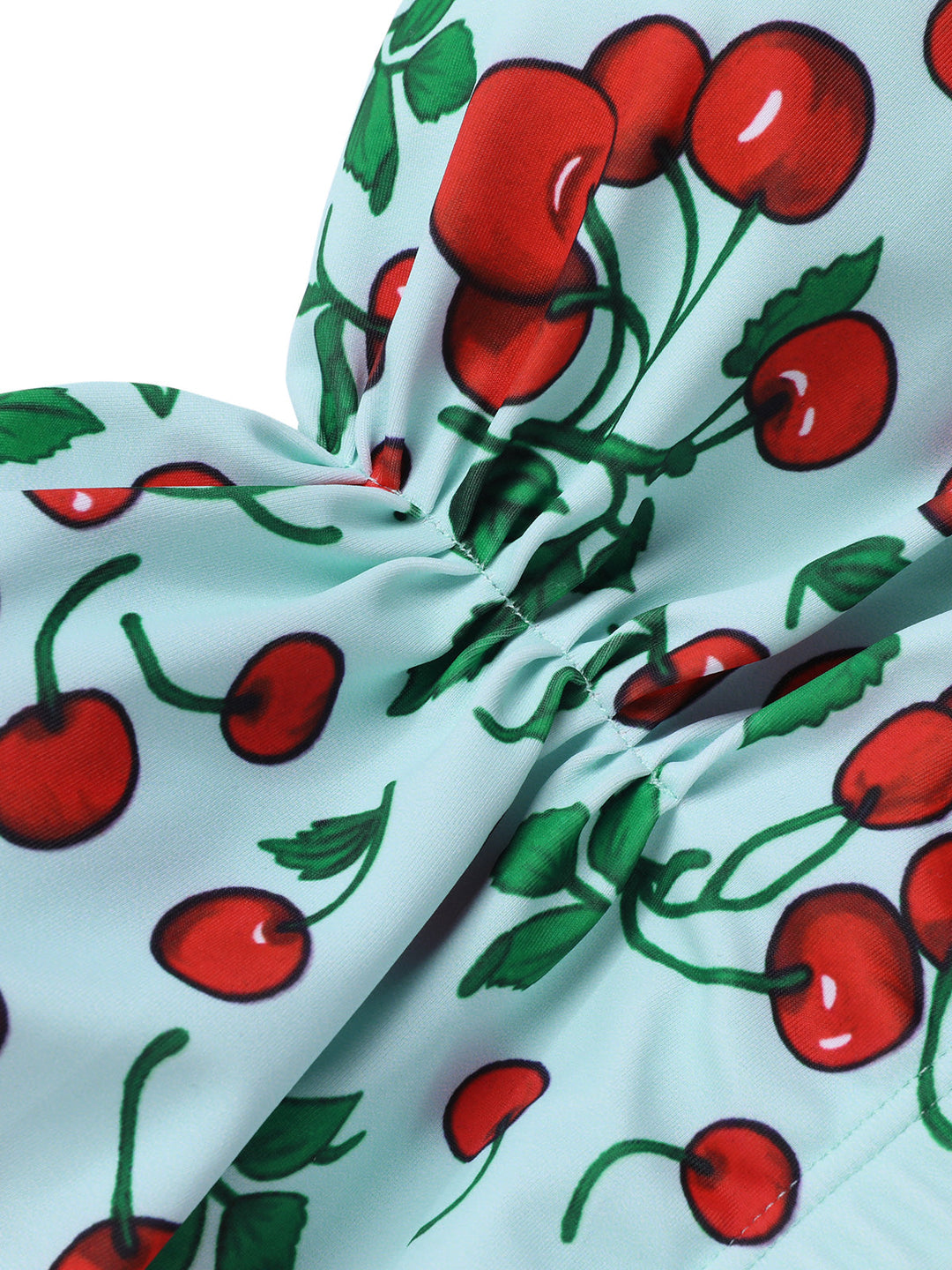Back view: Retro Cherry Summer Halter Swimsuit, perfect for vintage themed parties and retro fashion enthusiasts