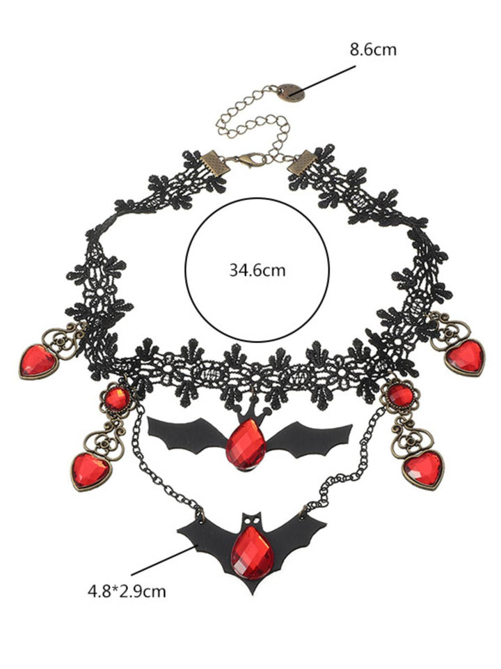 Retro Halloween Lace Bat Necklace, vintage fashion, retro style - perfect for women who love vintage and retro fashion