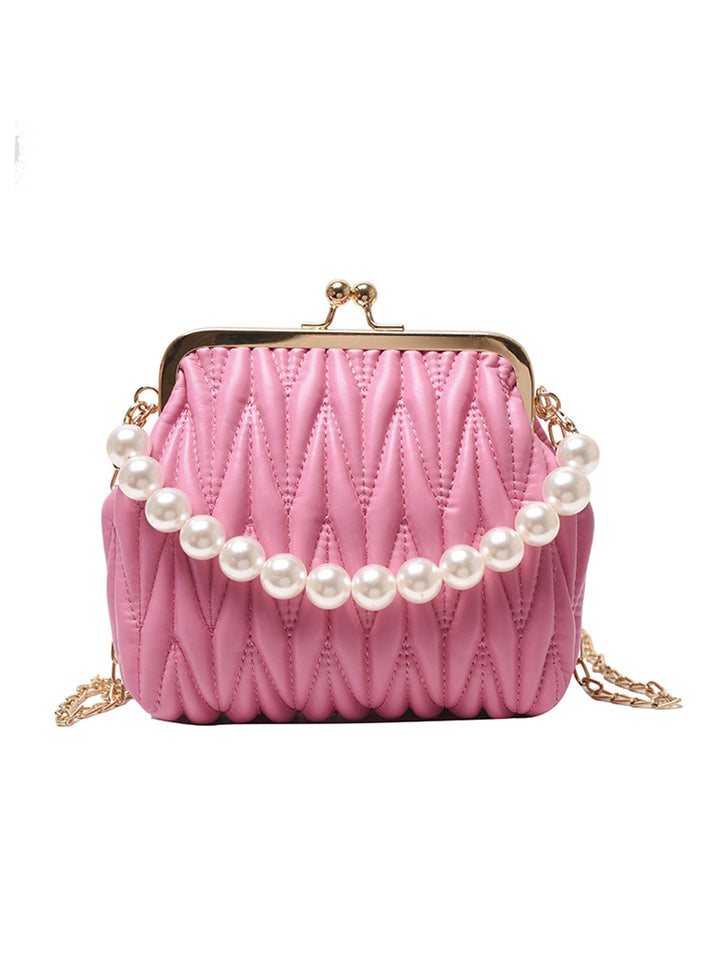 Retro Pearl Chain Solid Frame Bag - vintage fashion, retro style