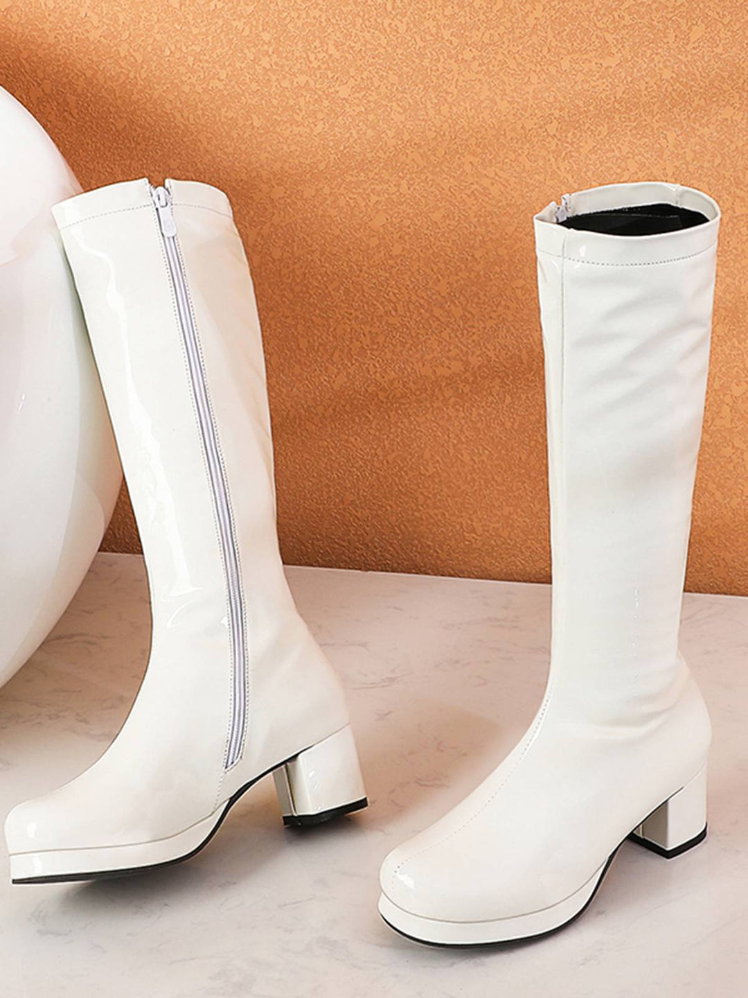 Retro Shiny Patent Leather Thigh-High Boots, vintage fashion, retro style - perfect for women who love vintage and retro fashion