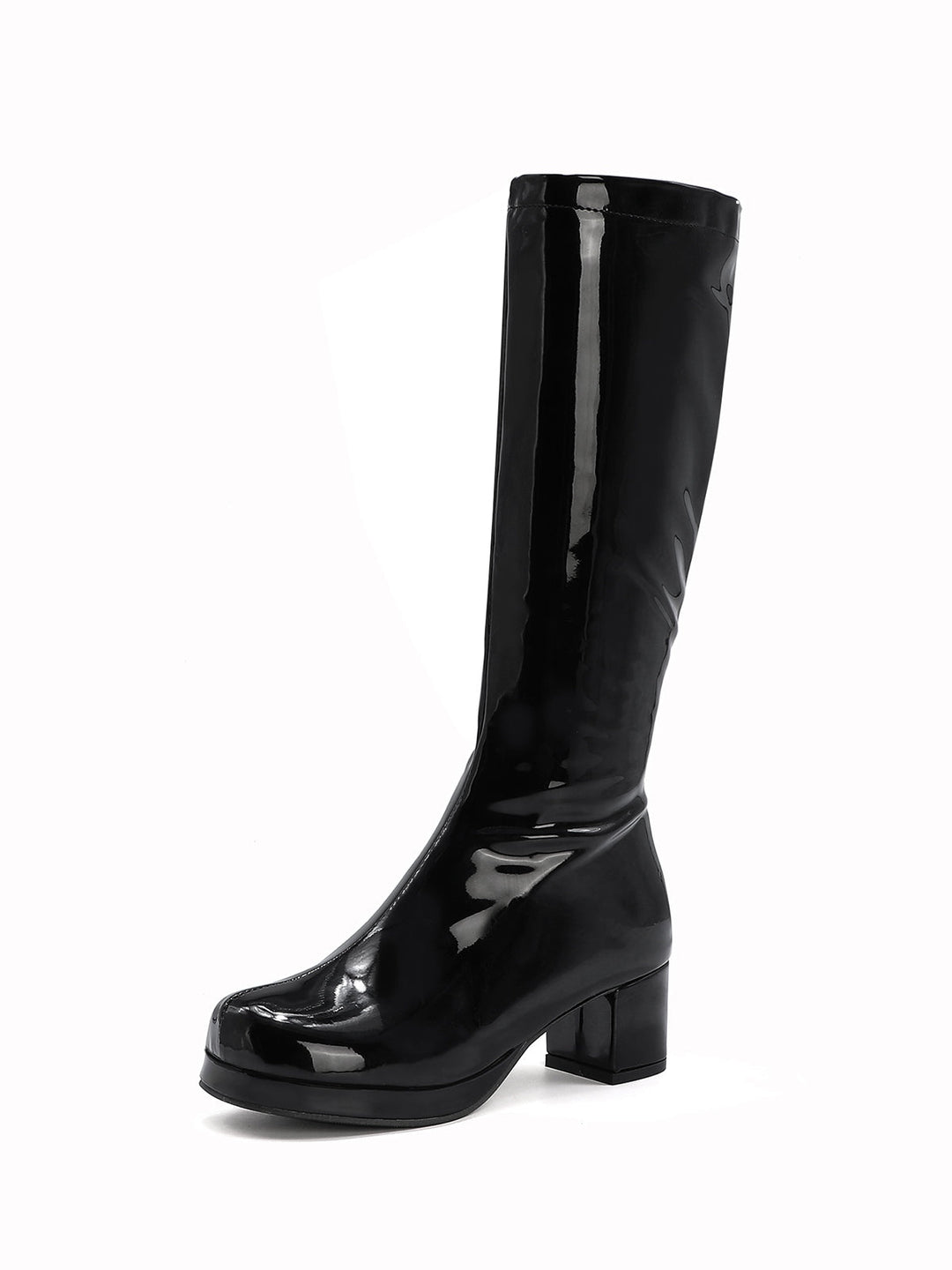Retro Shiny Patent Leather Thigh-High Boots, vintage fashion, retro style - perfect for women who love vintage and retro fashion