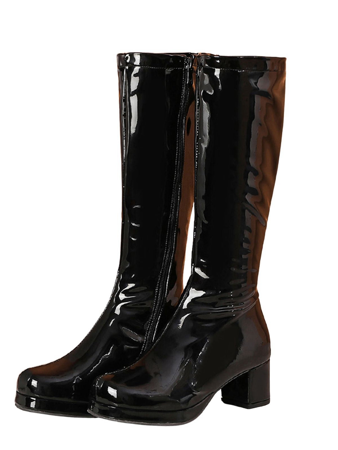 She finds her 1950s story in this Retro Shiny Patent Leather Thigh-High Boots