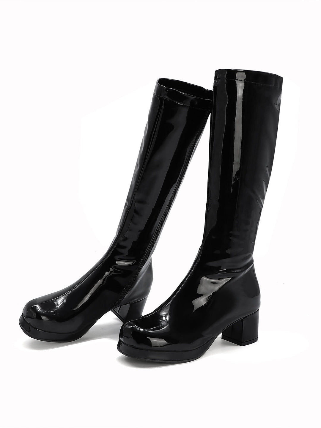 Retro Shiny Patent Leather Thigh-High Boots — 1950s vintage charm for her modern wardrobe