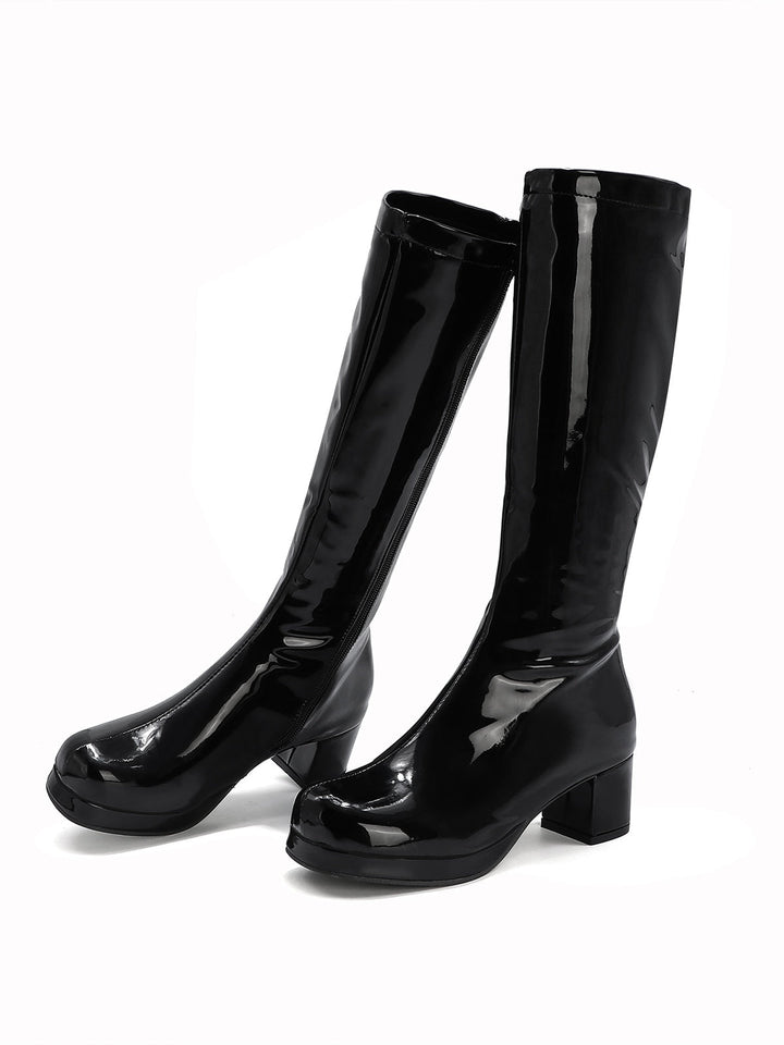 Retro Shiny Patent Leather Thigh-High Boots — 1950s vintage charm for her modern wardrobe