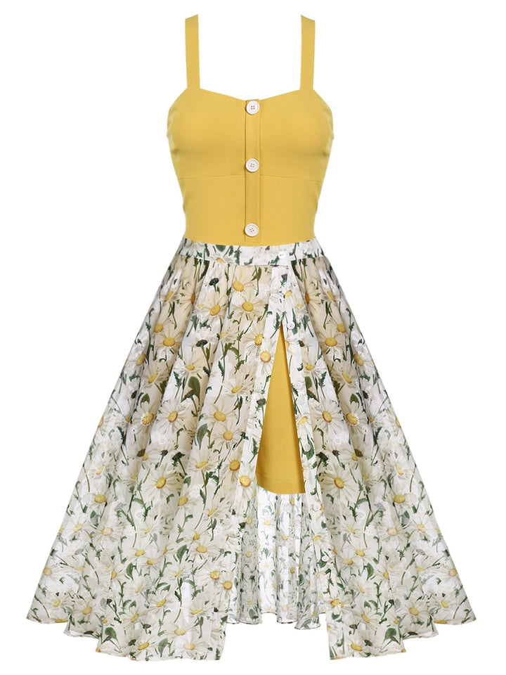 Retro White Floral Button Swing Cover-up — vintage elegance for the modern woman