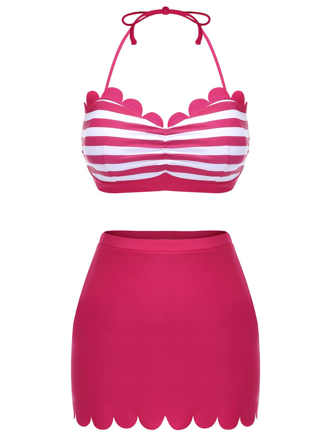 Rose Pink 1960s Stripes Halter Bikini Set - vintage fashion, retro style