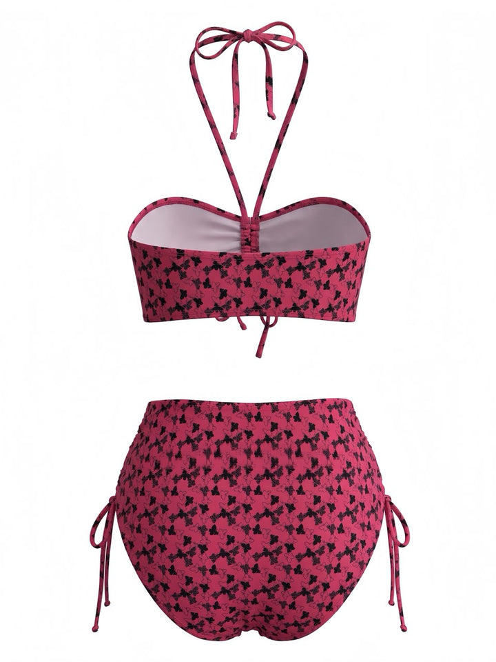 Rose-Red--Butterfly-Halter-Bikini-Set, vintage, retro, swimwear