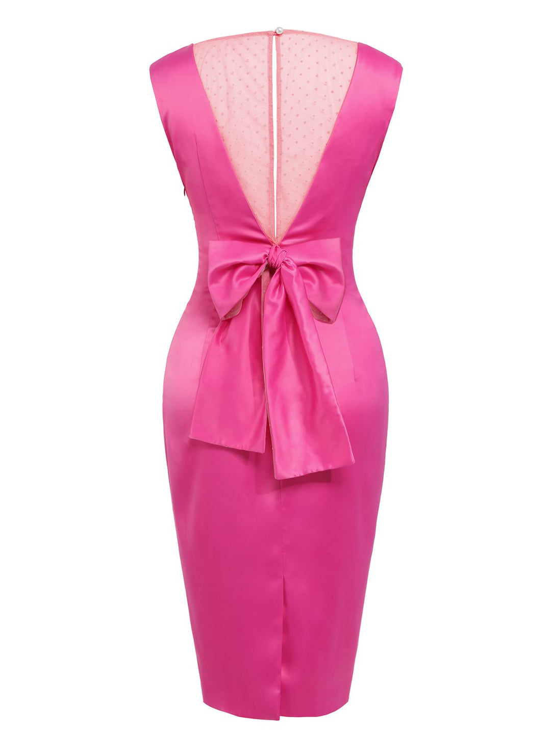 Rose Red 1960s Satin Solid Pencil Dress: timeless style reimagined