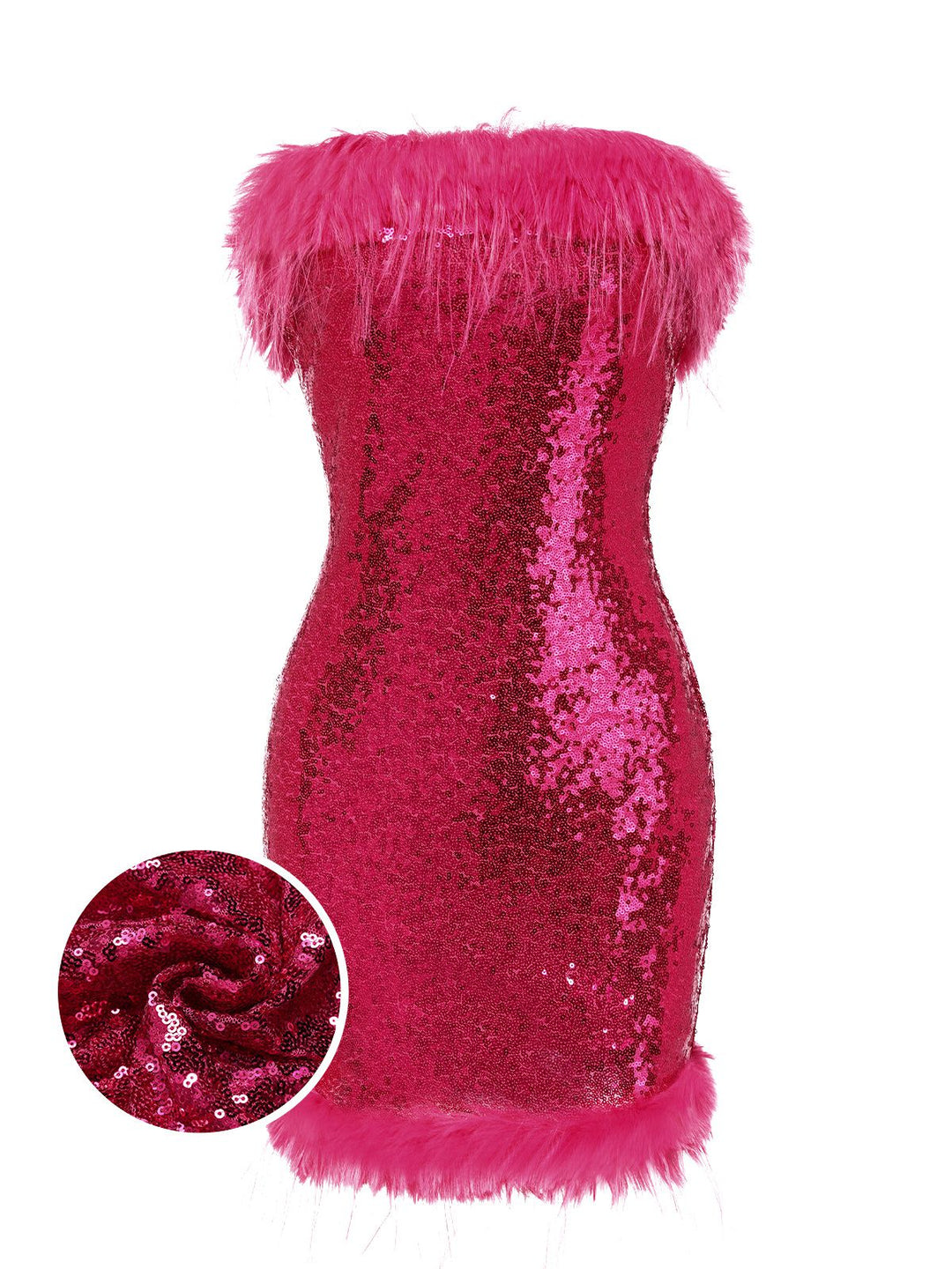 She slips into this Rose Red 1970s Strapless Sequined Dress and suddenly it&