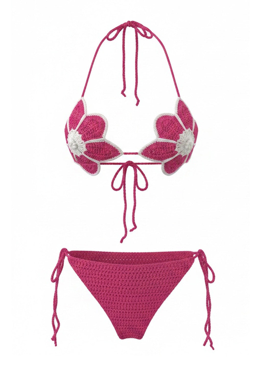 Rose Red Colorblock Floral Suspender Bikini, vintage swimsuit, swimwear - perfect for women who love vintage and retro fashion