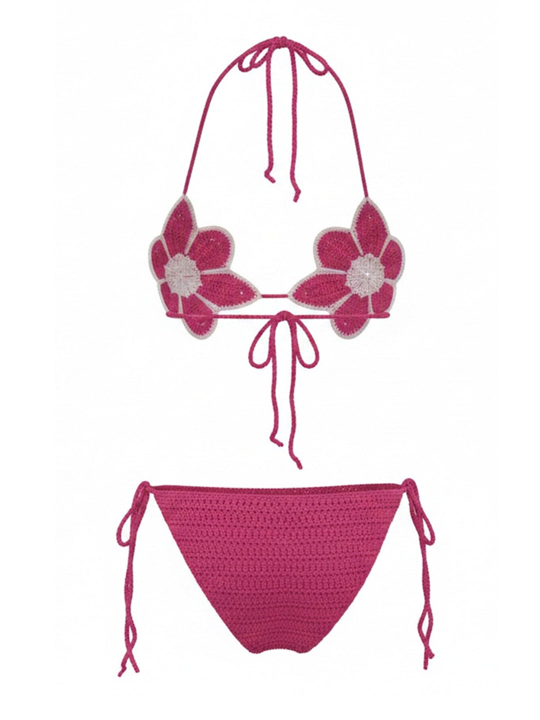Rose Red Colorblock Floral Suspender Bikini, vintage swimsuit, swimwear - perfect for women who love vintage and retro fashion