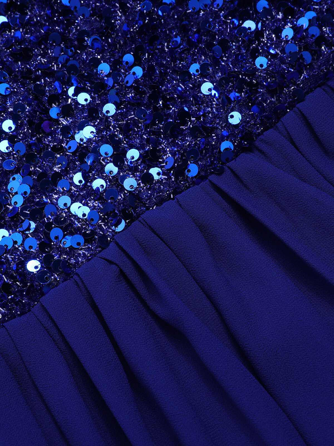 Royal Blue 1920s Sequined Sweetheart Neck Maxi Dress — the kind of 1920s dress that makes strangers smile