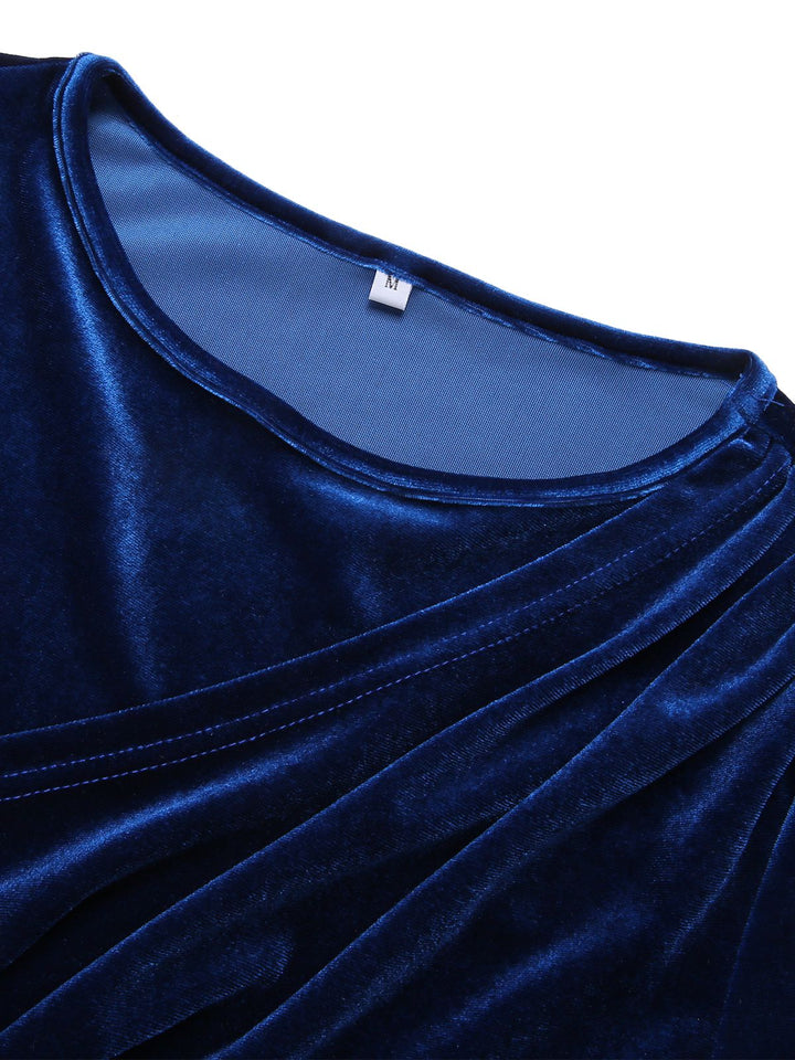 Royal Blue 1960s Solid Long Sleeve Velvet Dress, vintage dress, retro fashion - perfect for women who love vintage and retro fashion