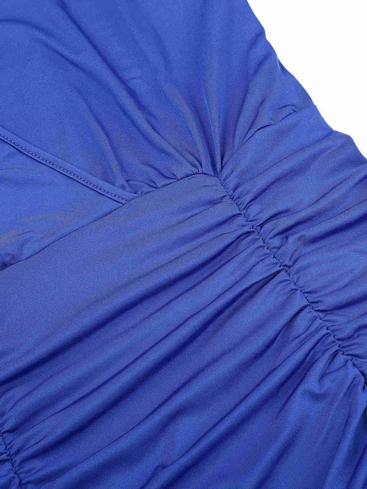 Royal Blue 1960s V-Neck Pleated Dress, vintage dress, retro fashion - perfect for women who love vintage and retro fashion