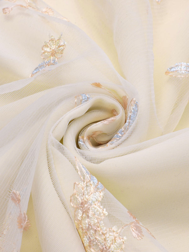 White 1950s Deep V-Neck Embroidered Floral Dress