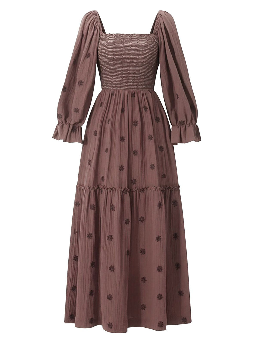 1940s Embroidered Floral Lantern Sleeve Dress, vintage dress, retro fashion, floral print - perfect for women who love vintage and retro fashion