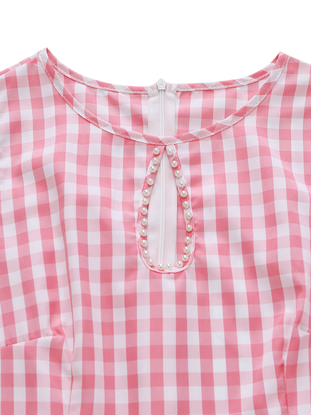 Dark Pink 1950s Plaid Patchwork Dress 3