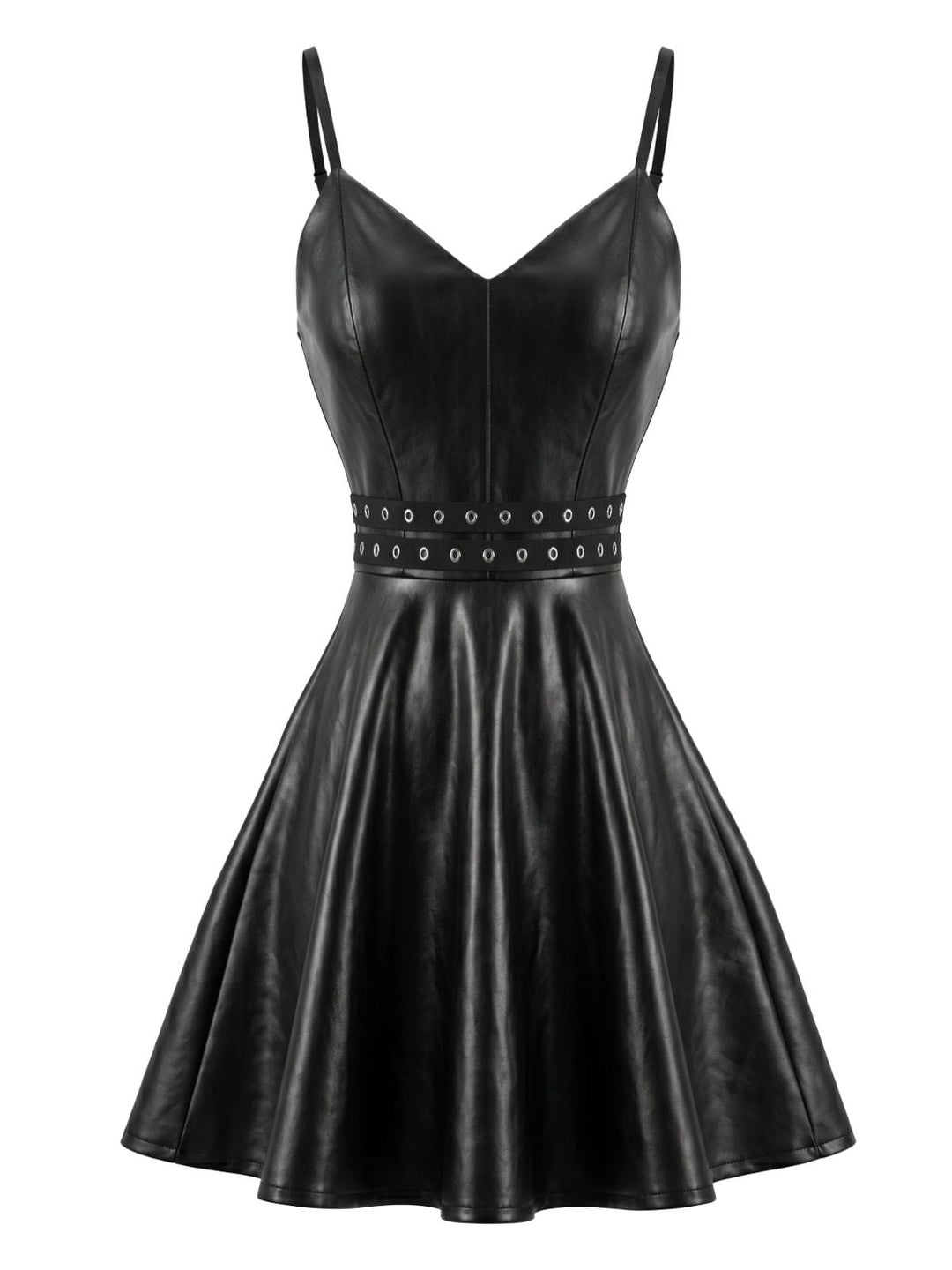 [Pre-Sale] Black 1950s Faux Leather Waist Sleeveless Dress, vintage dress, retro fashion, rockabilly, pin-up fashion - perfect for women who love vintage and retro fashion