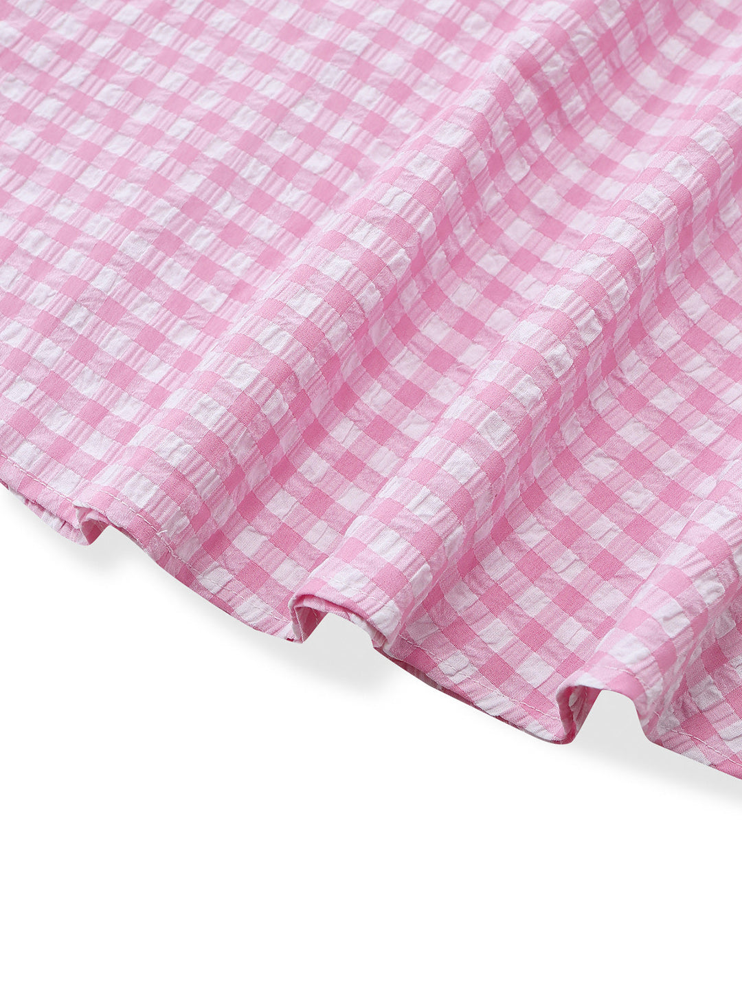 Pink 1950s Vintage Plaid V Neck Dress 6
