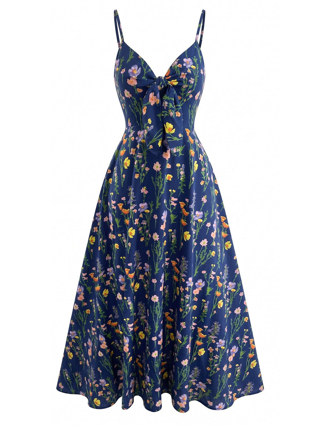 1930s Floral V-Neck Bohemian Bow-Front Slip Dress, vintage dress, retro fashion, floral print - perfect for women who love vintage and retro fashion