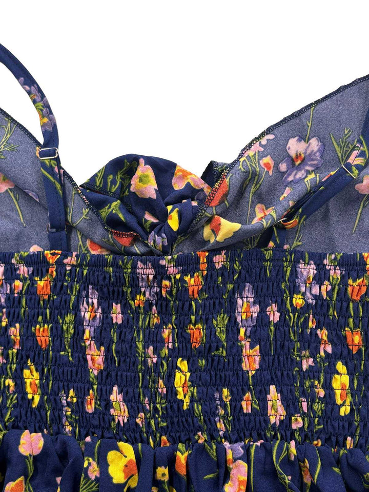 1930s Floral V-Neck Bohemian Bow-Front Slip Dress, vintage dress, retro fashion, floral print - perfect for women who love vintage and retro fashion