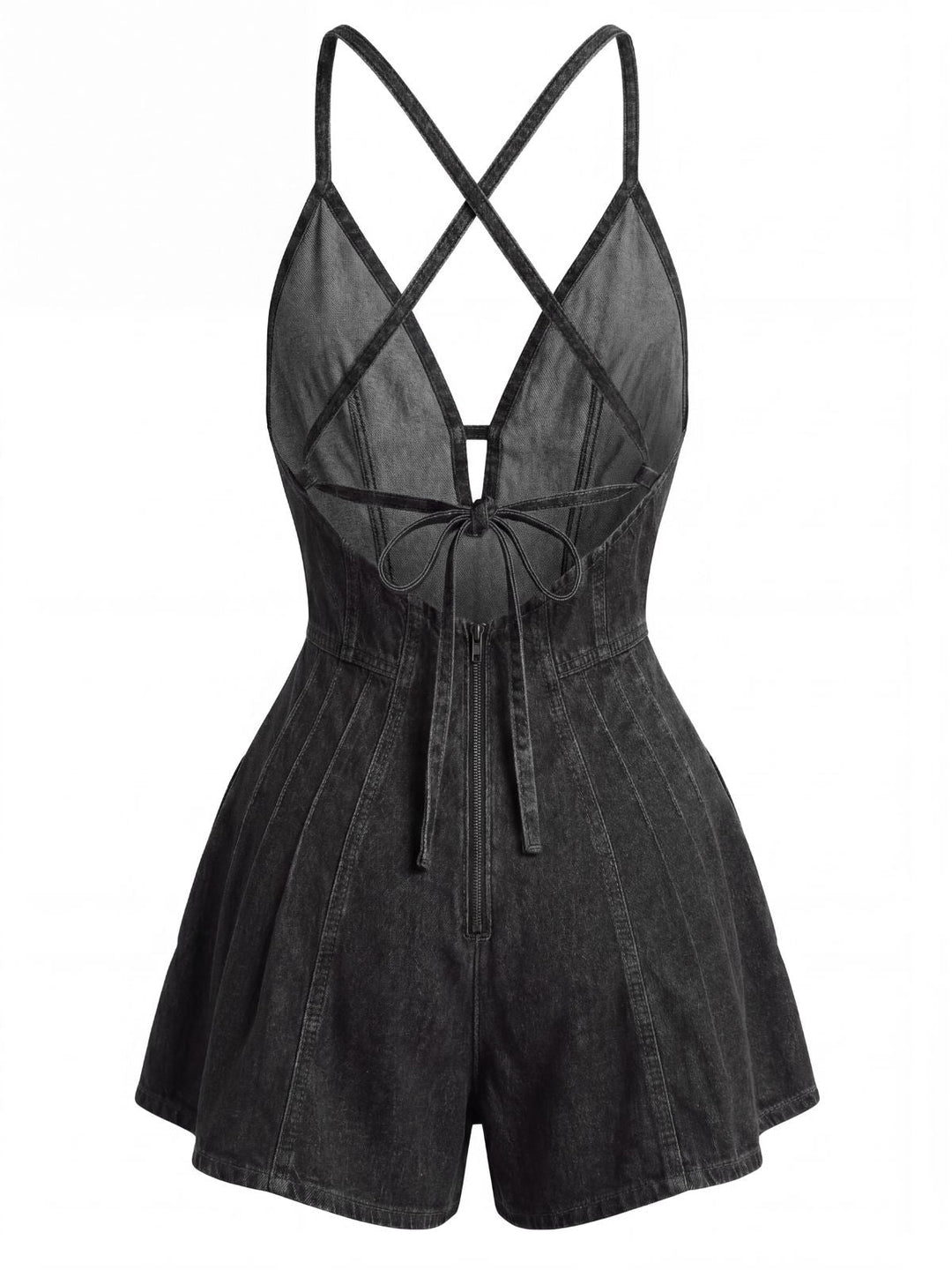 1950s Denim Tie Waist One Piece Romper 2