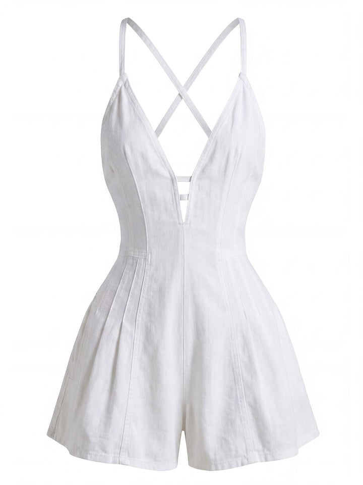1950s Denim Tie Waist One Piece Romper 10