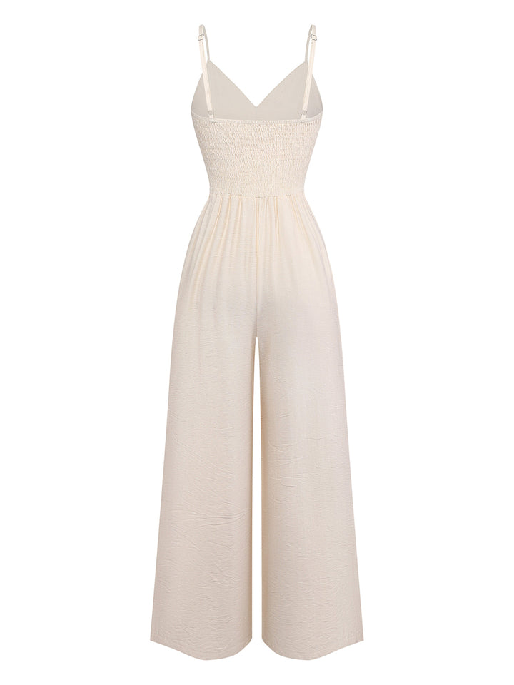 Elegant Beige 1950s Vintage Floral Jumpsuit 4