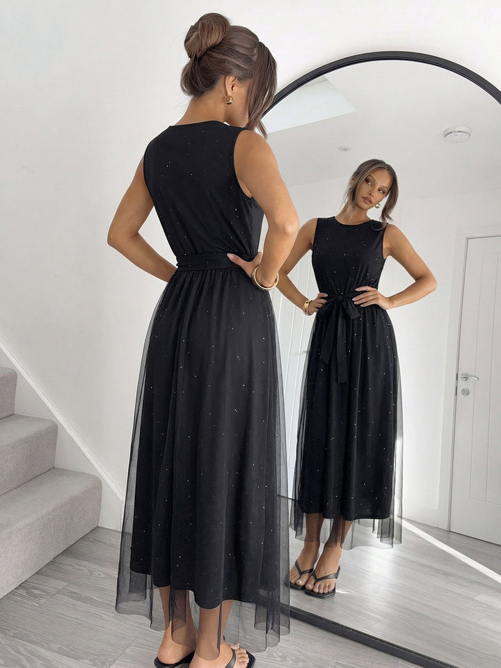 Elegant Black 1950s Vintage Dress 6
