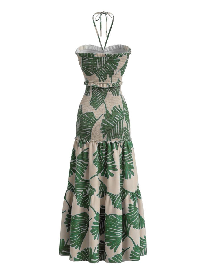 Elegant 1930s Vintage Floral Halter Dress 7