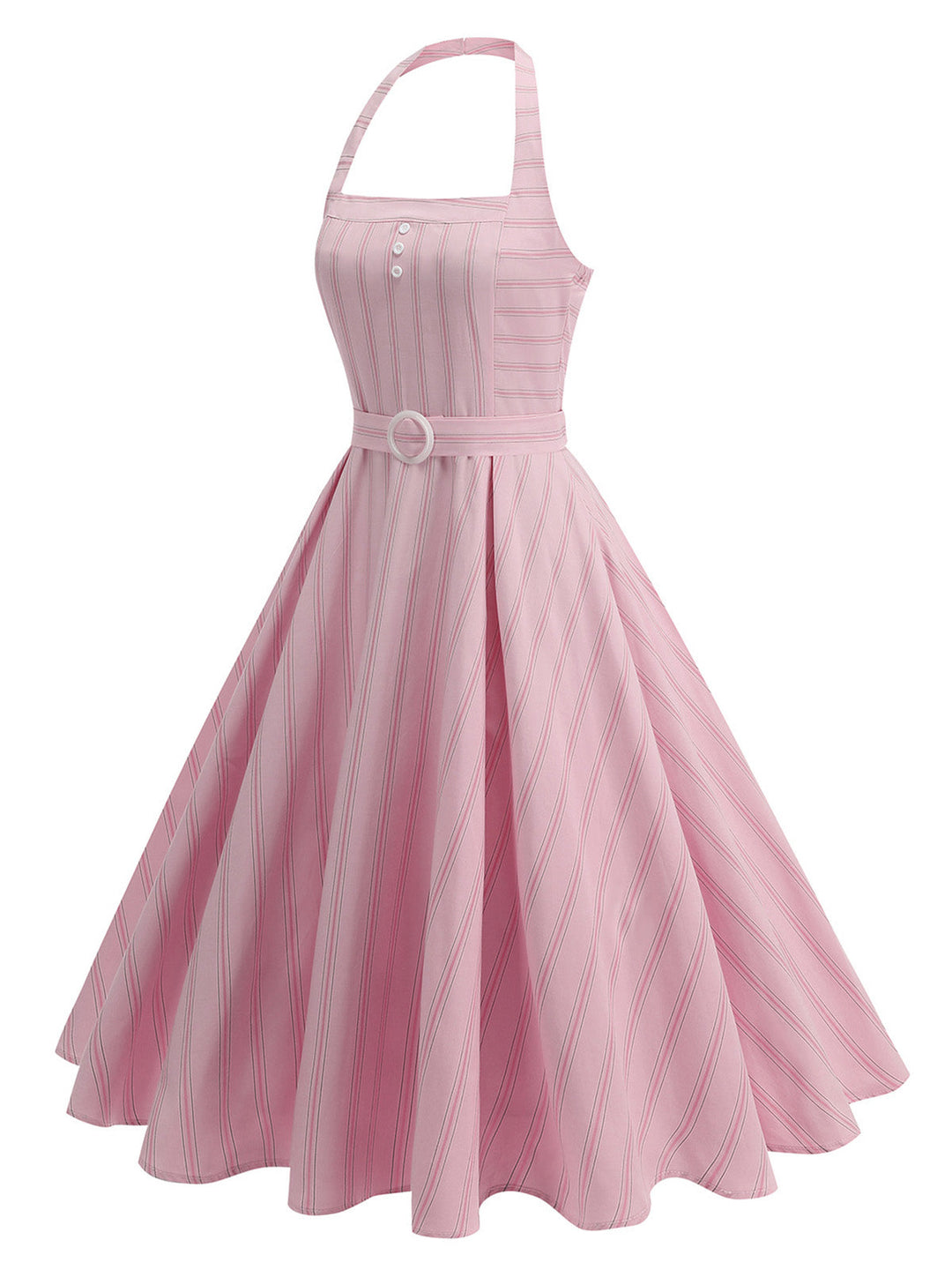 1930s Floral Halter Striped Vintage Dress 2