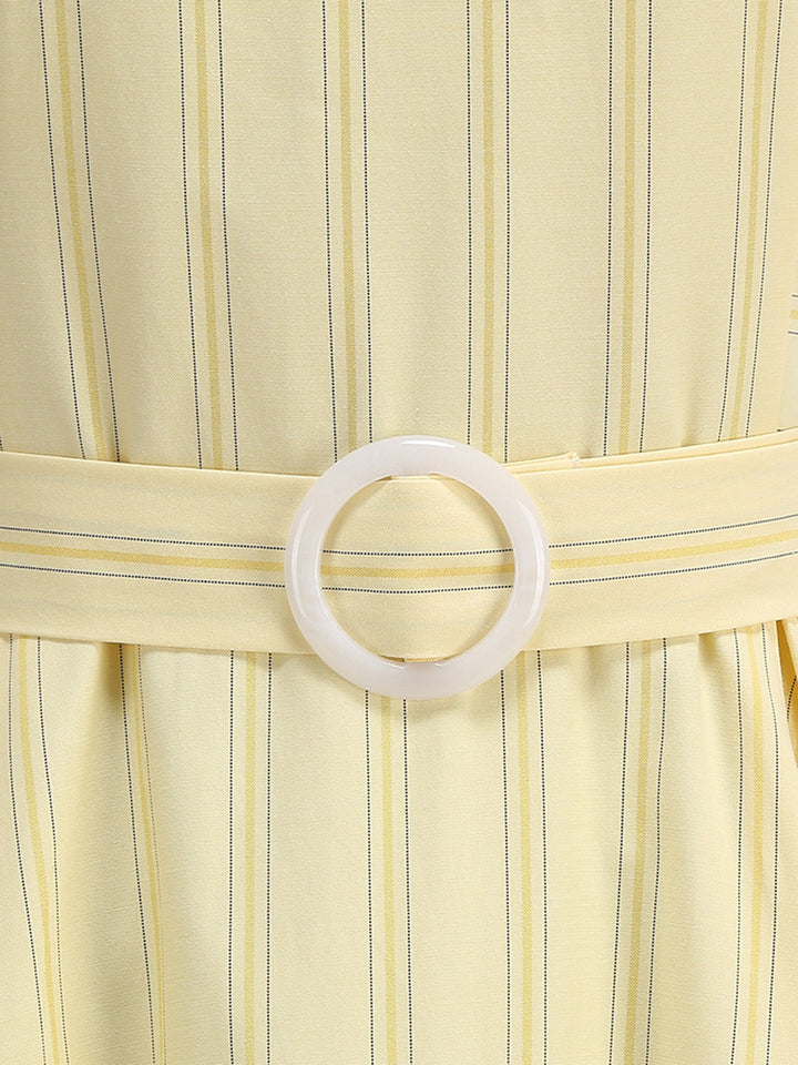 1930s Floral Halter Striped Vintage Dress 7