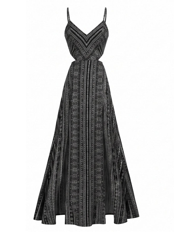 Green 1970s Boho Style Spaghetti Strap Maxi Dress, vintage dress, retro fashion - perfect for women who love vintage and retro fashion