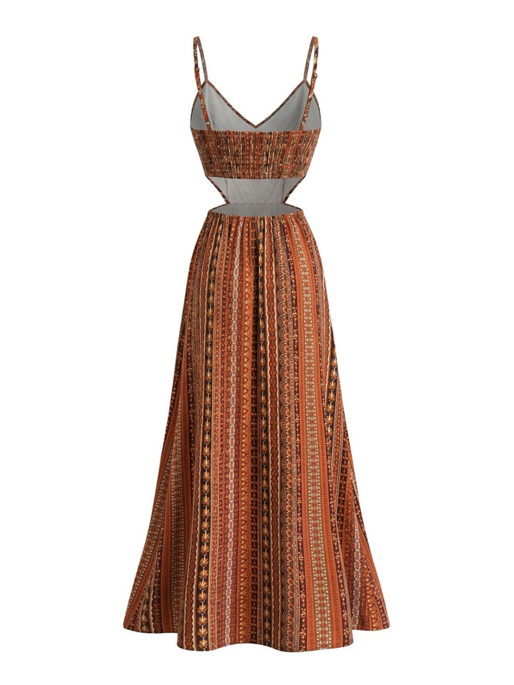 1970s Boho Style Spaghetti Strap Maxi Dress, vintage dress, retro fashion - perfect for women who love vintage and retro fashion