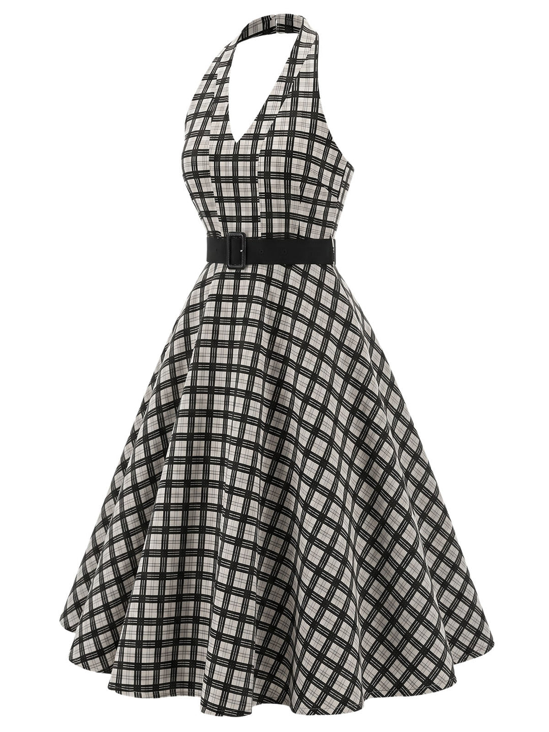 [Pre-Sale] Bbww 1950s Plaid Floral V Neck Dress 4